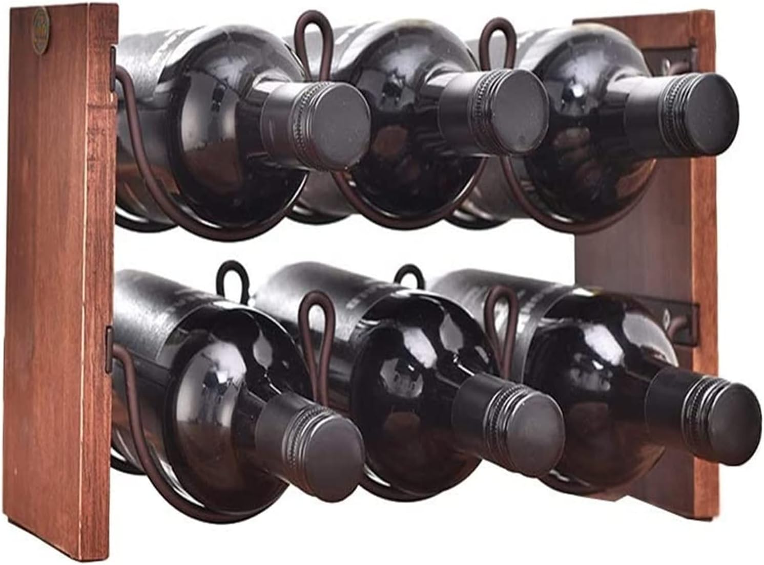 ALDEPO 6-Bottle Stackable Wall Mounted Wine Rack Brown