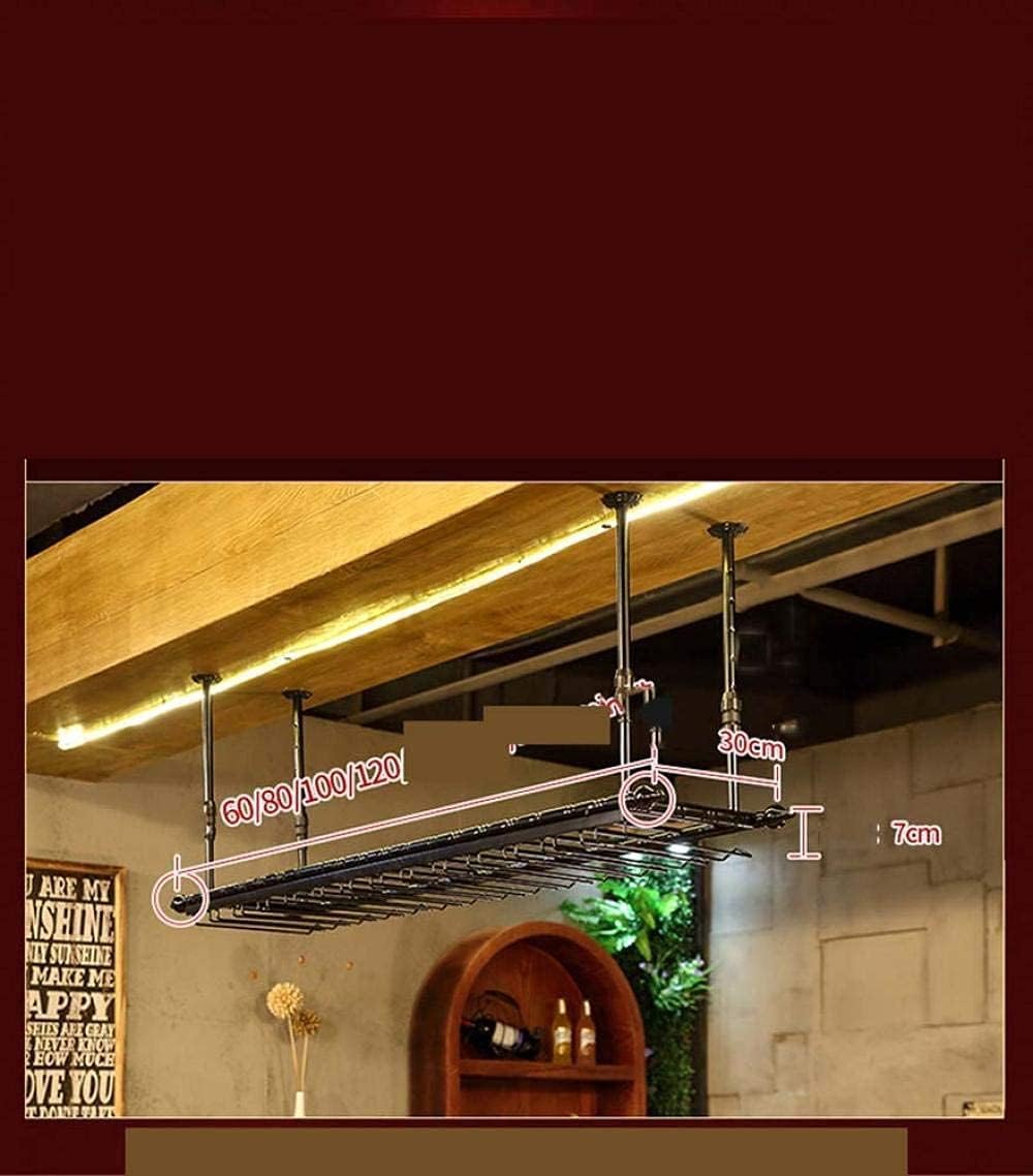 Modern Ceiling Wine Rack with Adjustable Rod and Glass Holder