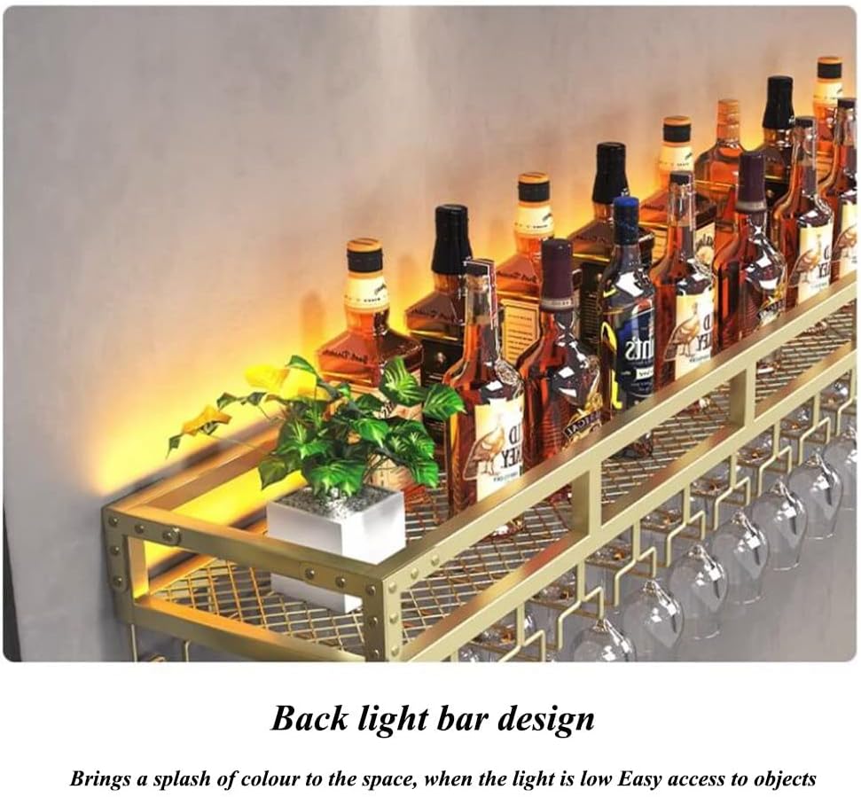 ZJDYDY Wall-Mounted Wine Rack with LED Light