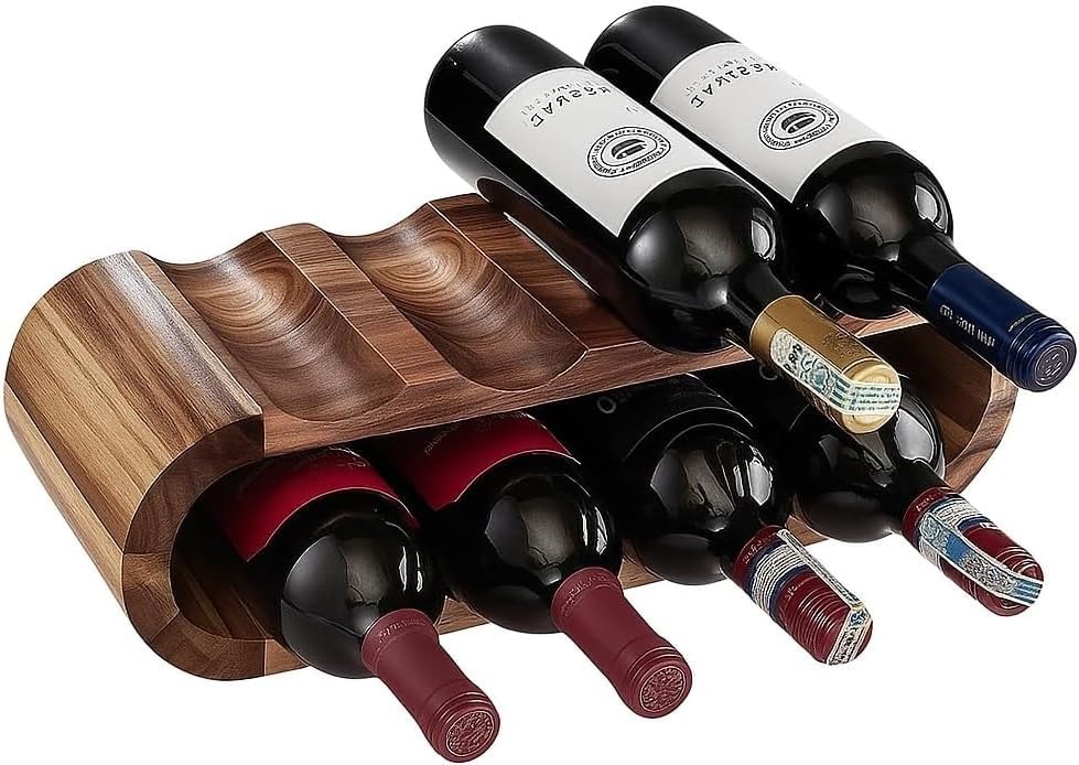 MultiBey 8-Bottle Acacia Wood Wine Rack - Freestanding Countertop