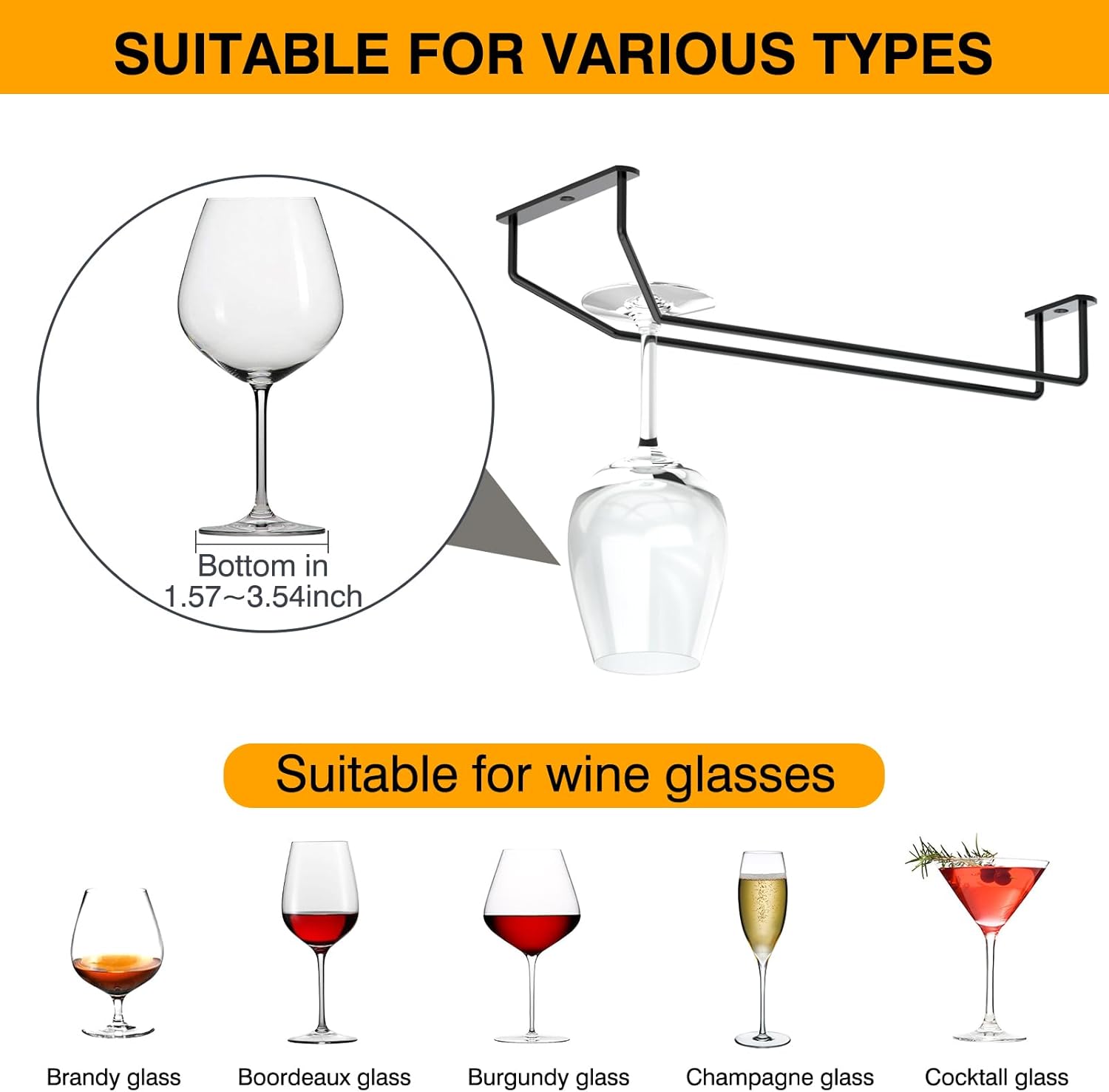 FOMANSH 14-Inch Wine Glass Holder Set of 4 1