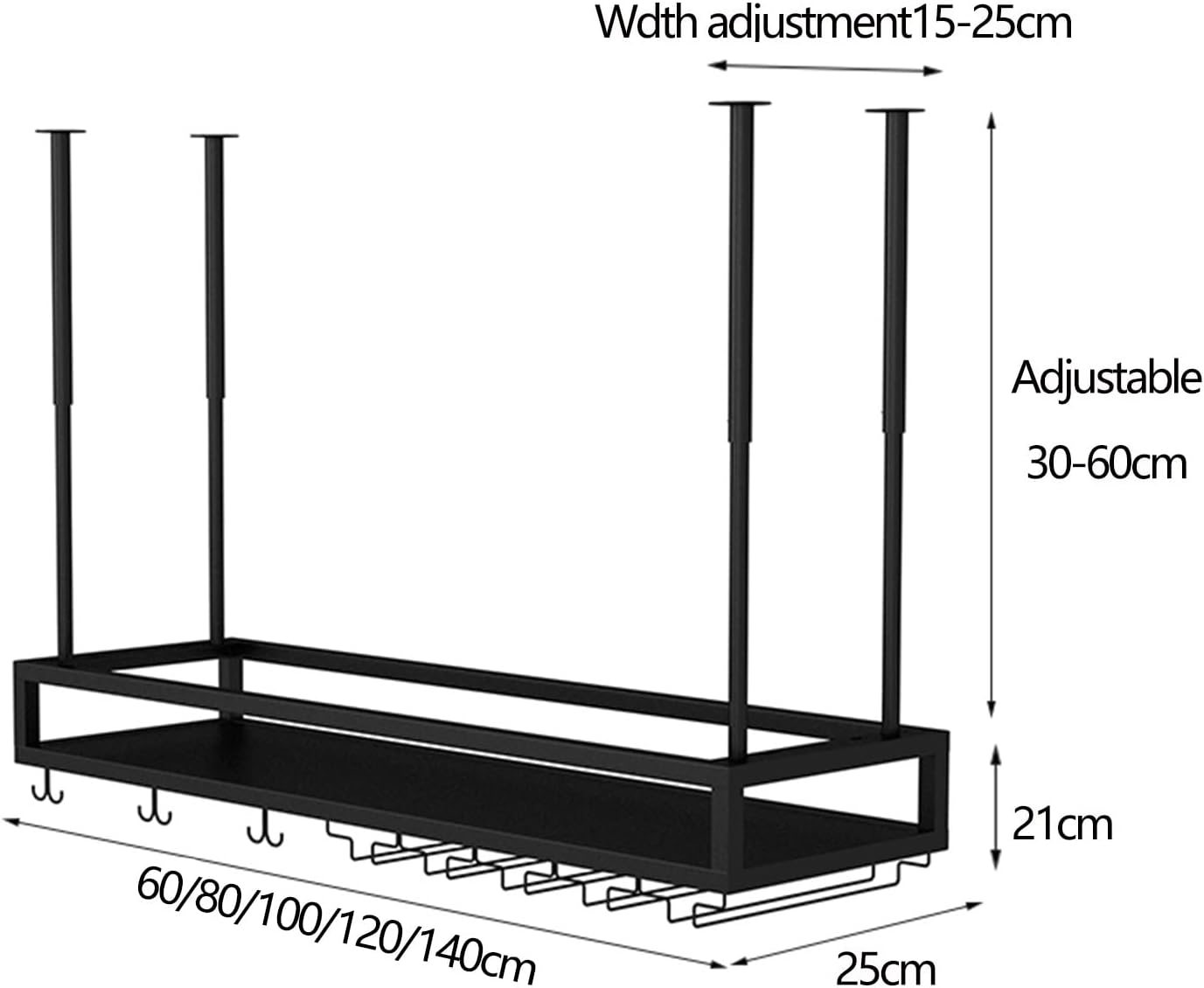 Suuim Iron Wine Holder Ceiling Rack with Adjustable Height