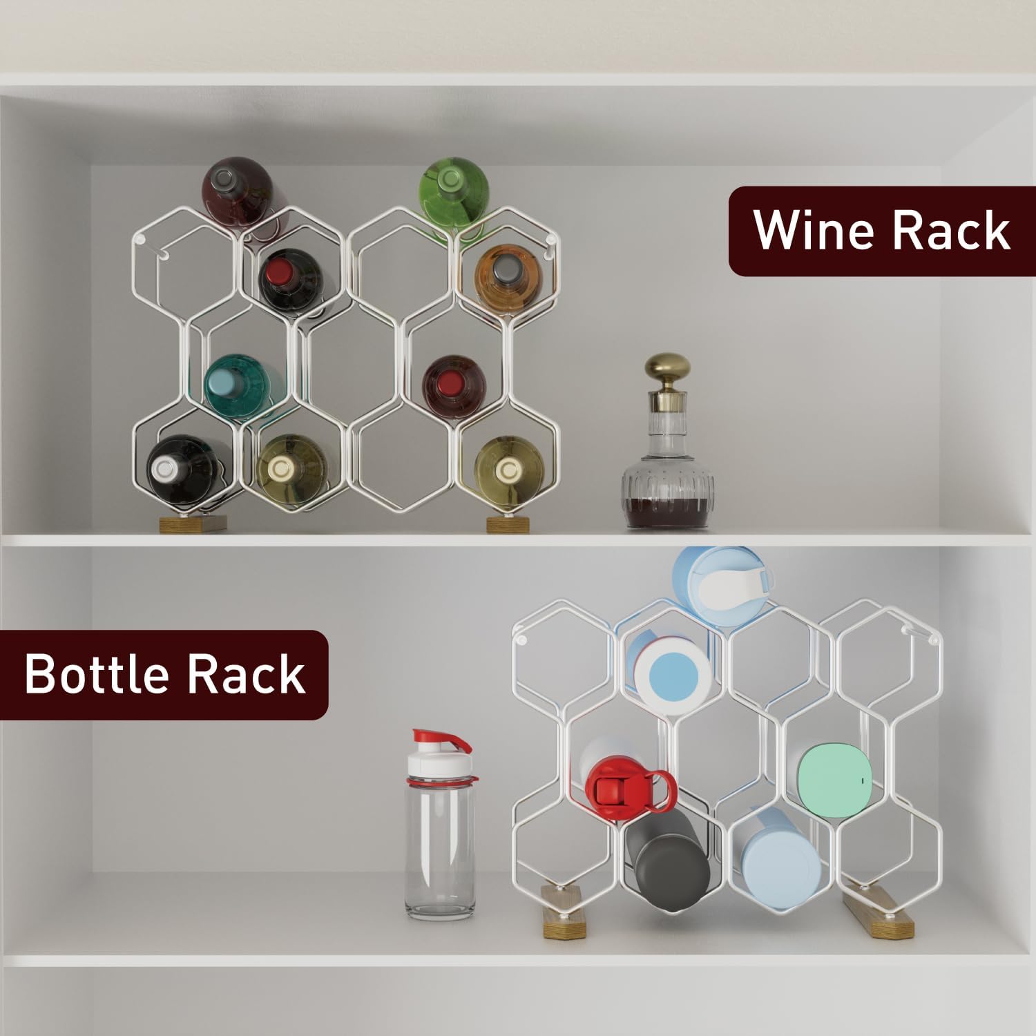 Buruis 14-Bottle Wine Rack with Chrome Base