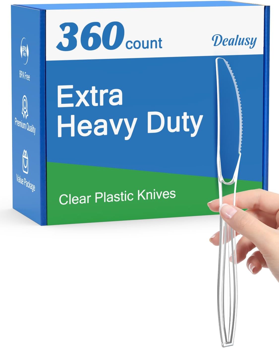 Dealusy 360 Count Heavy Duty Clear Plastic Knives BPA-Free