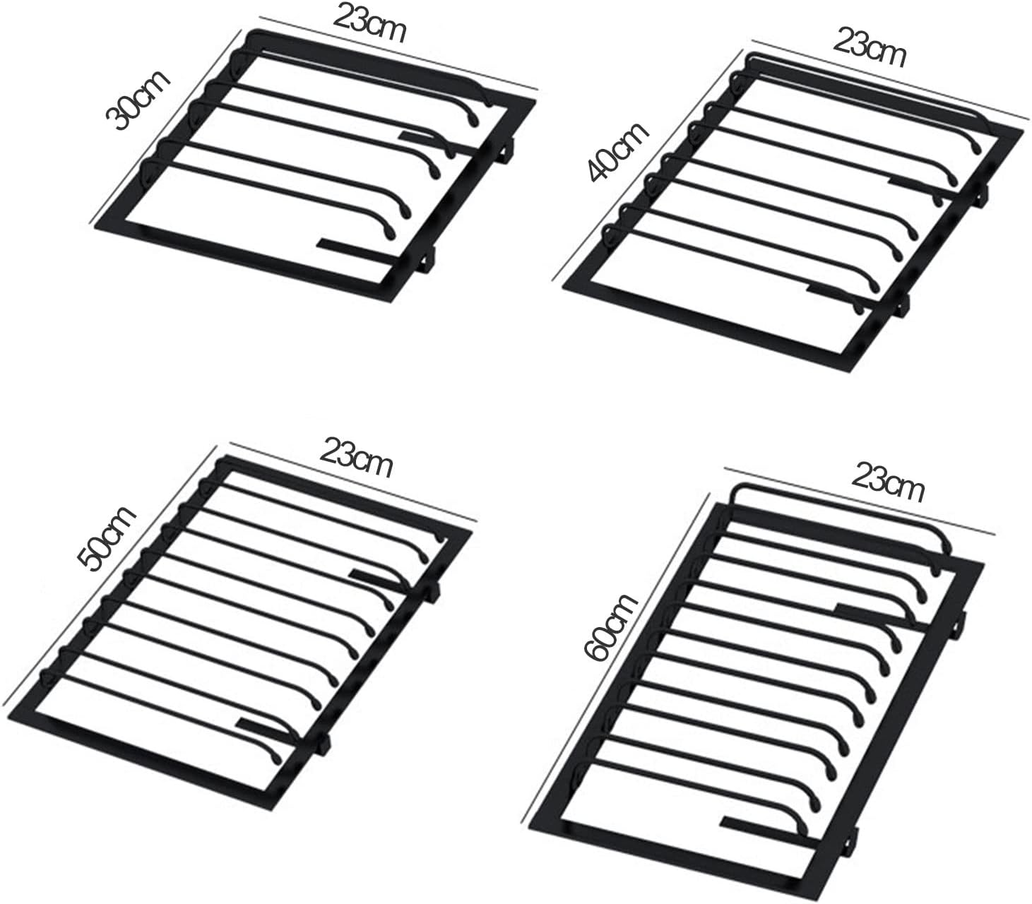 DTDMY Industrial Metal Wine Glass Rack - Under Cabinet Black 30x23cm