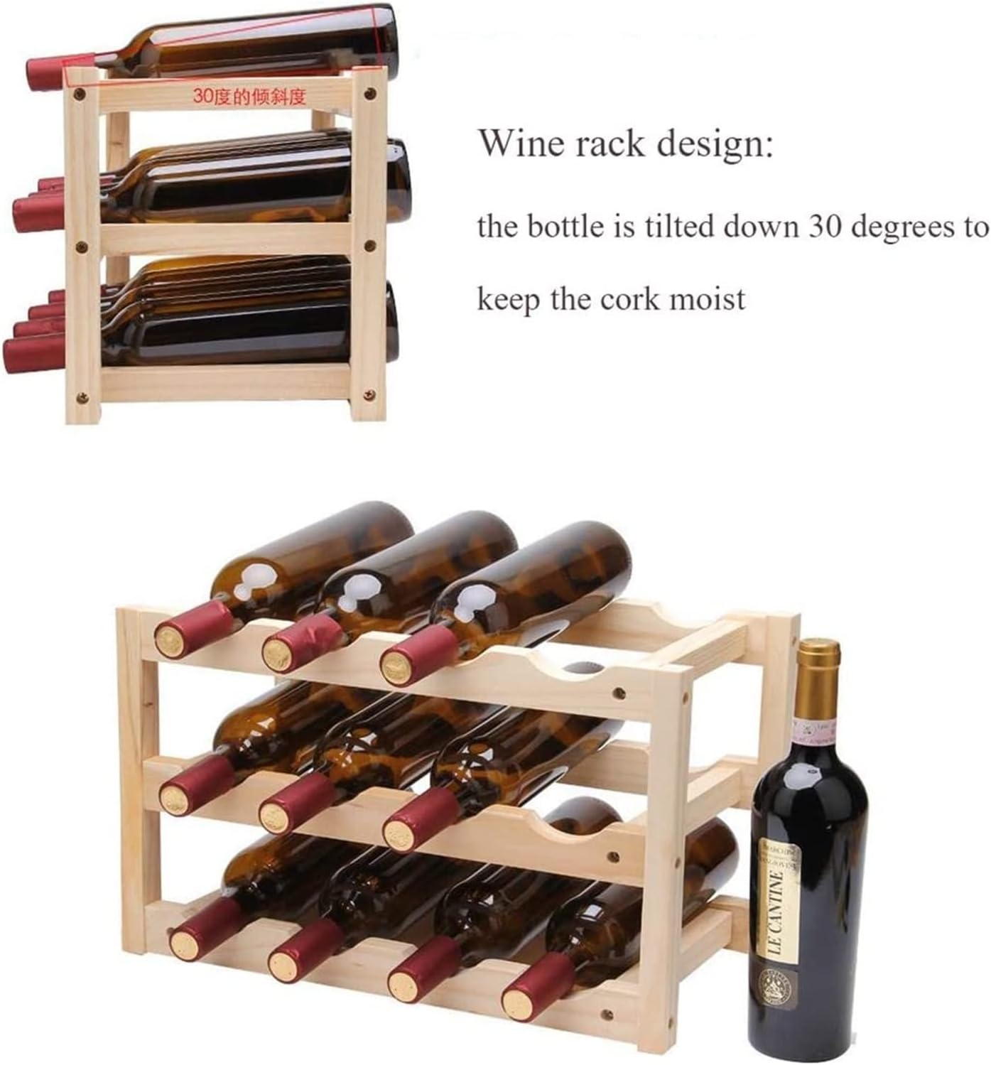 ALDEPO 12-Bottle Wood Wine Rack Christmas Reindeer Style