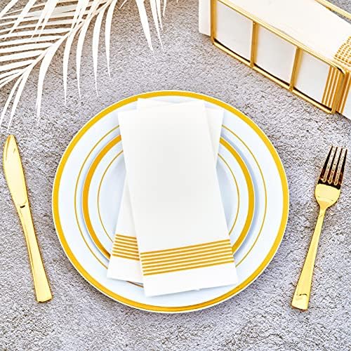 LITOPAK 200 Pack Gold Striped Paper Towels