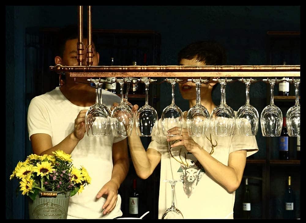 Adjustable Height Ceiling Wine Rack with Glass Holder 1
