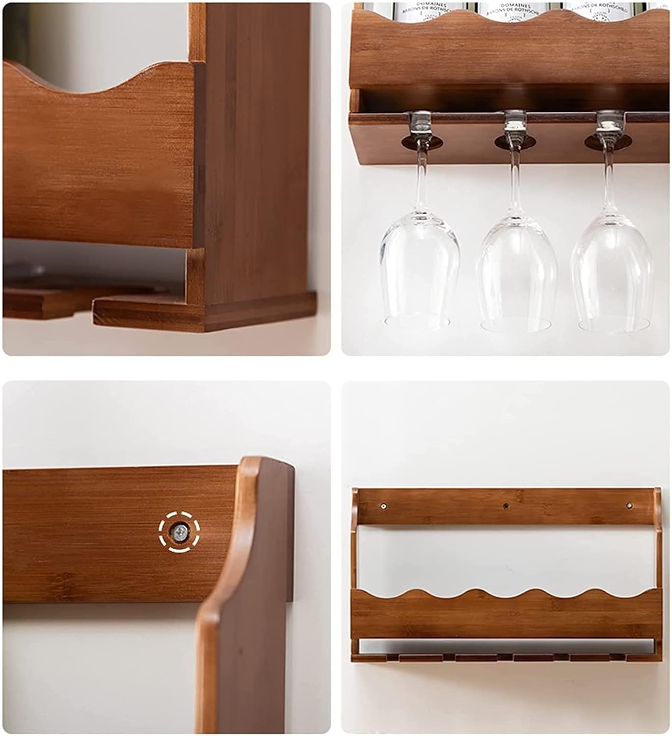 ALDEPO Wall-Mounted Wine Rack with Glasses Holder