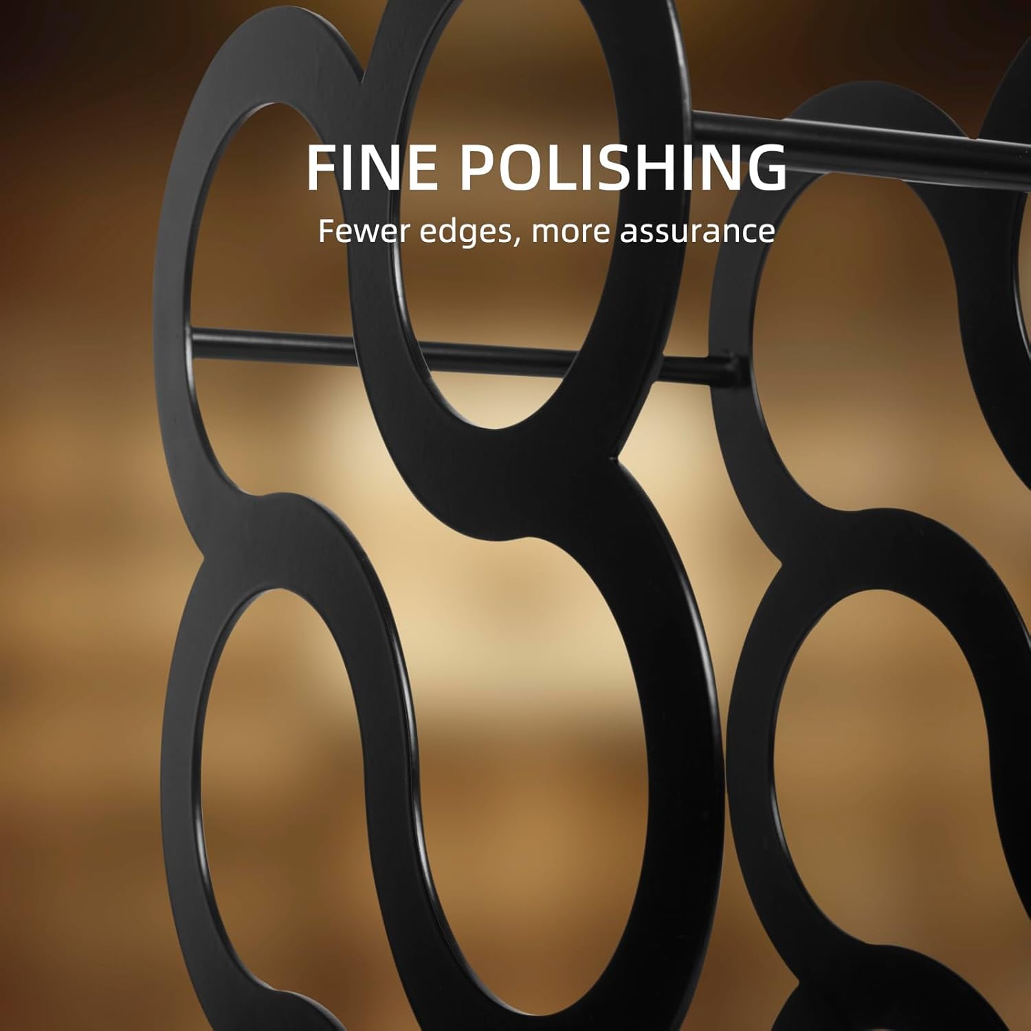 Modern Black Metal Wine Rack for 6 Bottles