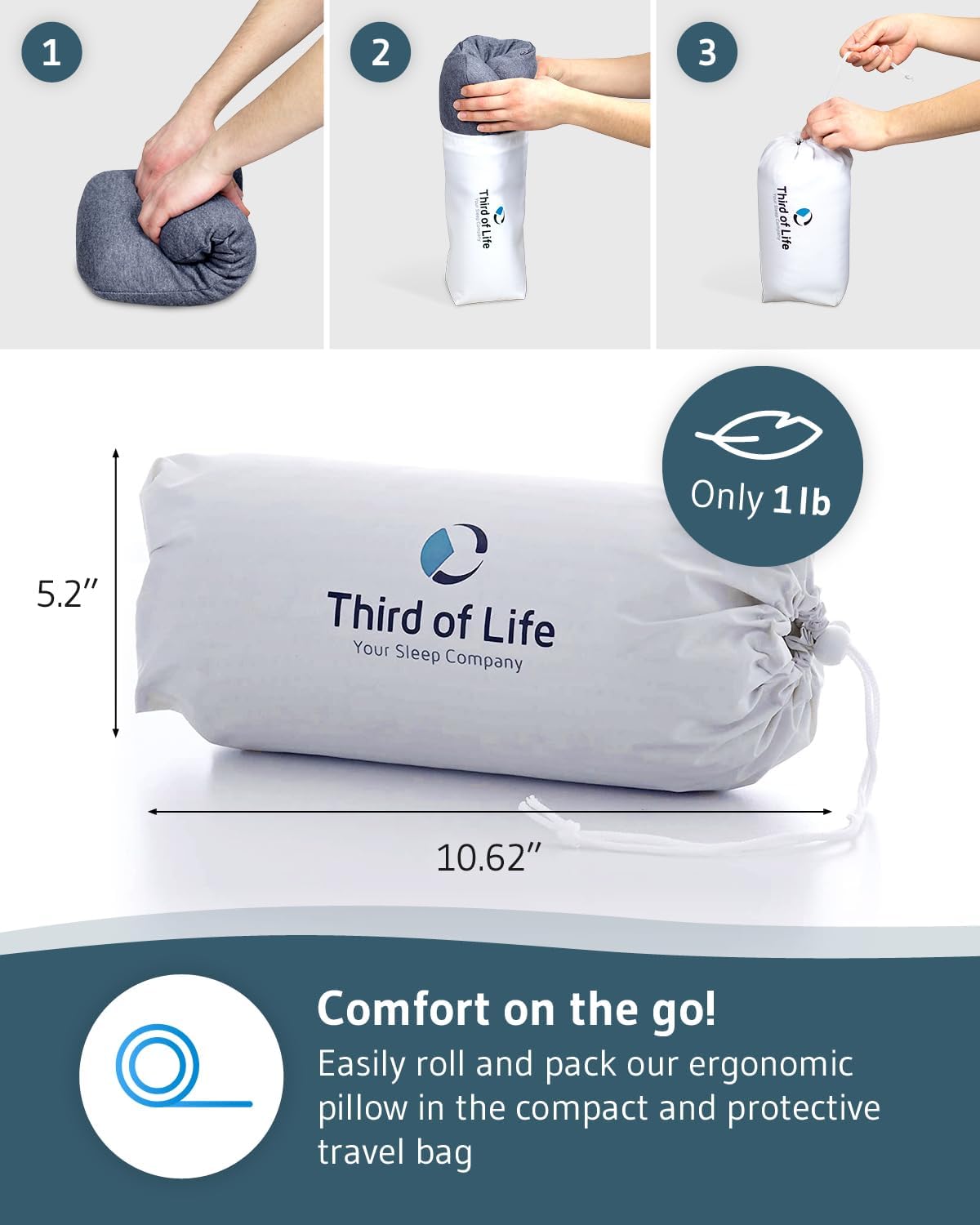Stomach Sleeper Pillow MIZAR - Memory Foam with Thermoregulating Case
