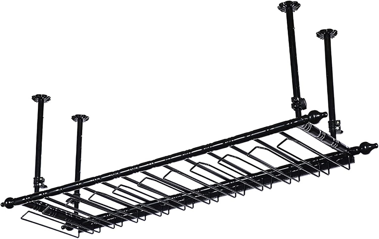 Industrial Metal Wine Rack with Adjustable Height Black 100cm