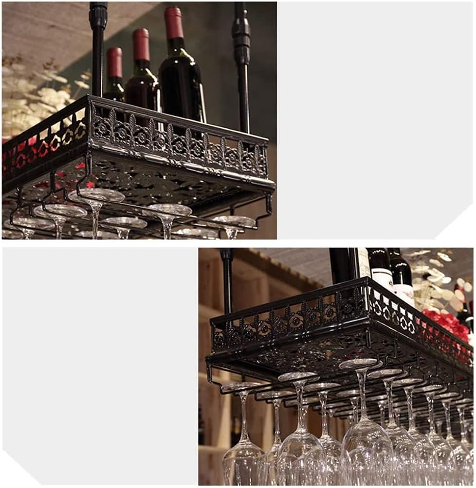 Adjustable Height Wine Rack with Glass Holder Shelf