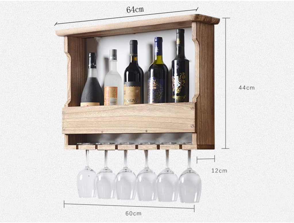 Retro Wall Mounted Wine Rack 6 Bottles 6 Glasses