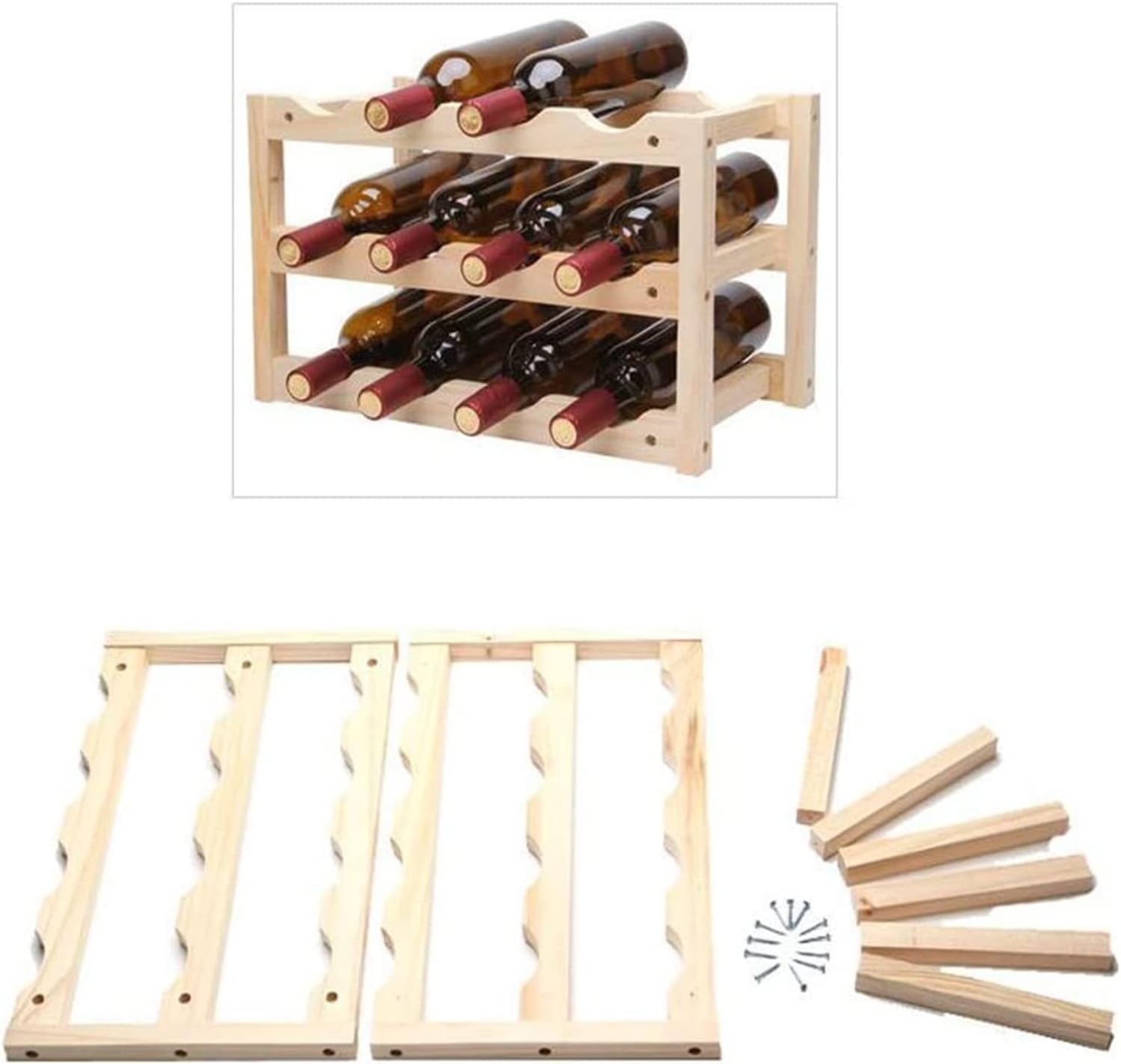 ALDEPO 12-Bottle Wood Wine Rack Christmas Reindeer Style