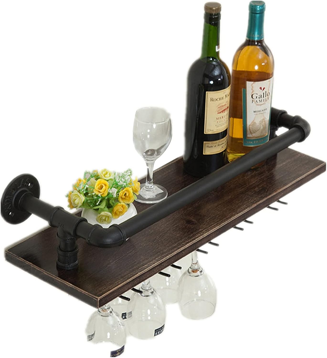 Generic Wall-Mounted Wine Rack Cabinet Metal and Wood