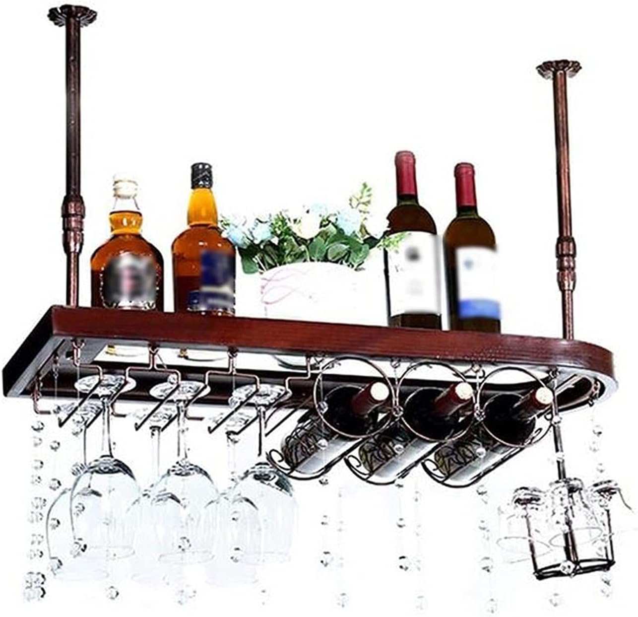 Adjustable Wall-Mounted Wine Rack with Glass Shelves