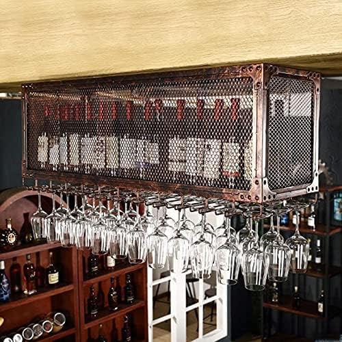 Wall-Mounted Wine Rack with Upside-Down Glass Holders