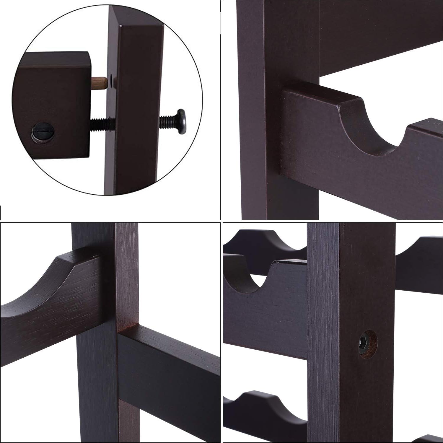 24 Bottle Wine Rack Dark Brown Bamboo