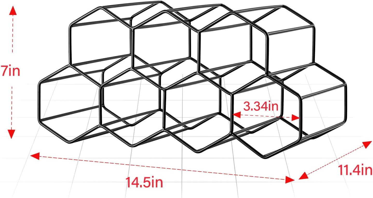 Drincarier 9 Bottle Countertop Wine Rack - Modern Black Metal 2 Tier