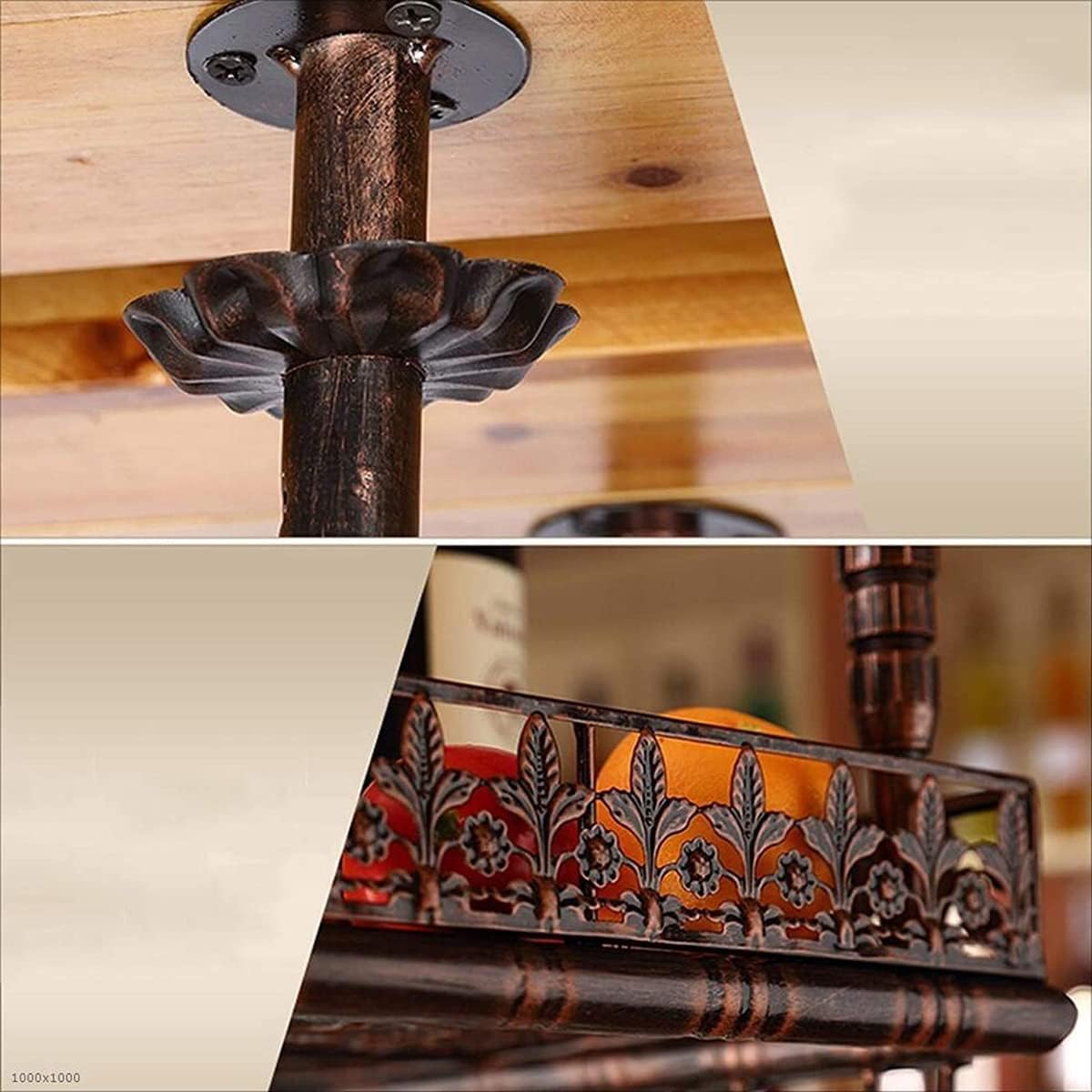 Adjustable Metal Ceiling Wine Rack Holder - 60x35cm Black