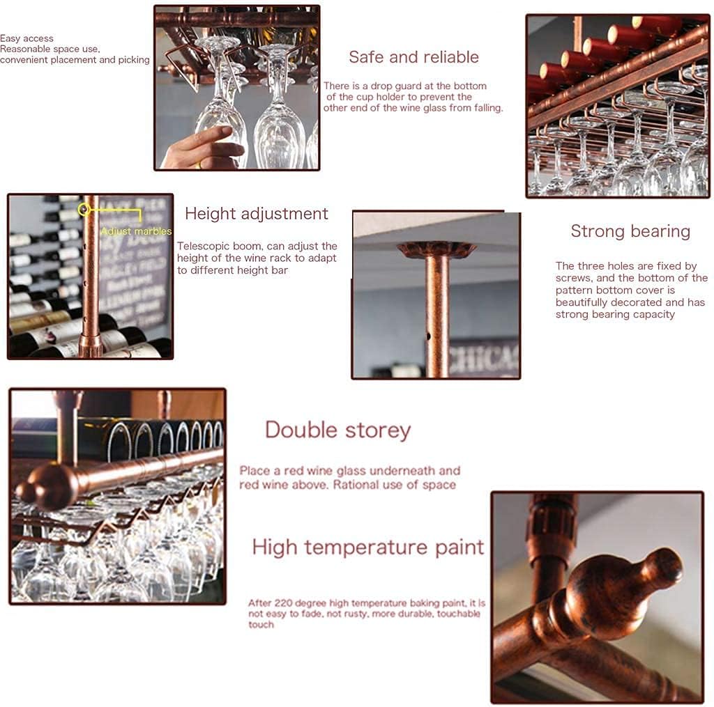 Adjustable Wall-Mounted Wine Rack with Glass Holder