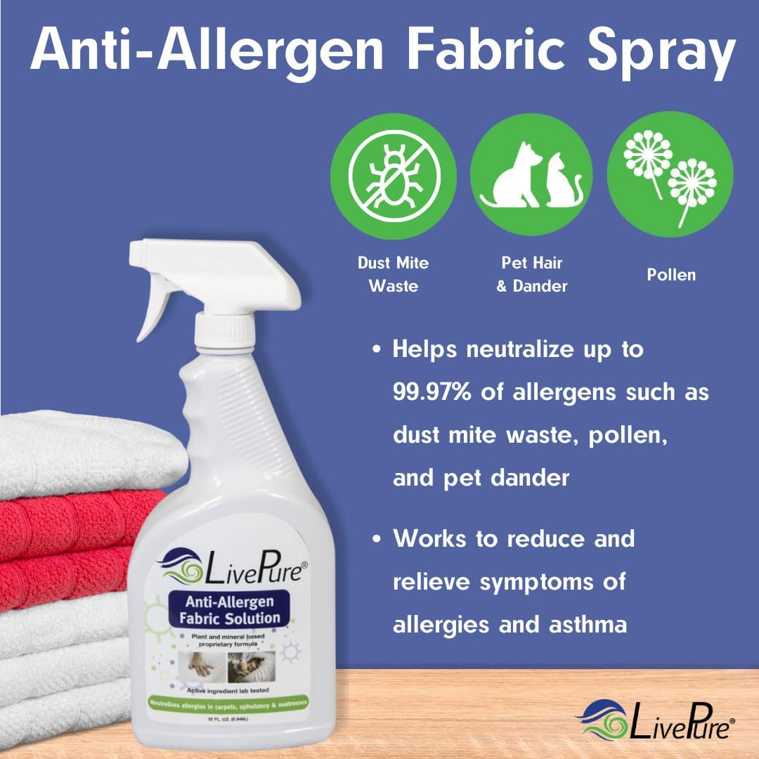 LivePure Anti-Allergen 32 OZ Fabric Spray for Allergies