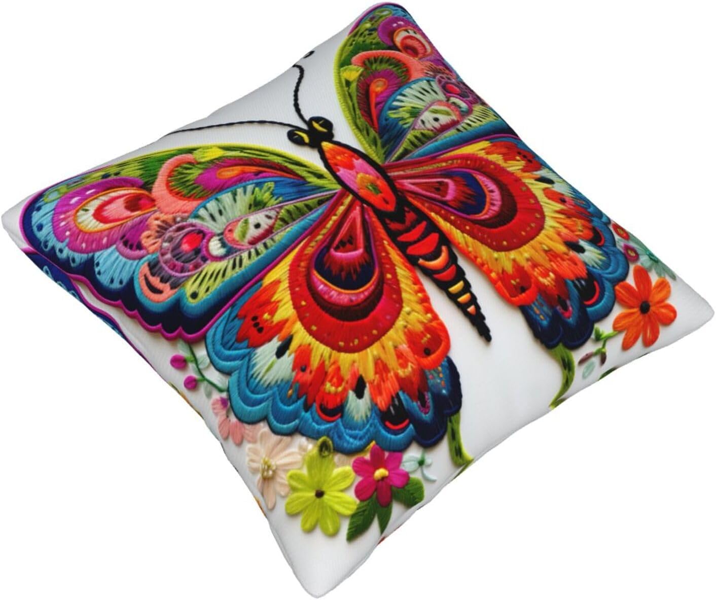 Ogniwo Embroidery Butterfly Throw Pillow 12x12 Inch Soft Square Cushion Case 1