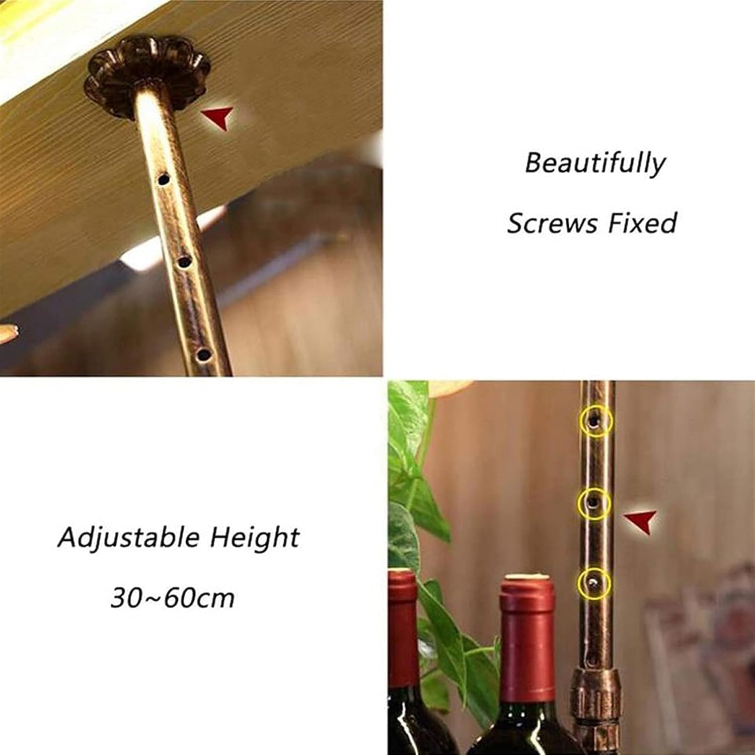 Adjustable Wall-Mounted Wine Rack with Glass Shelves