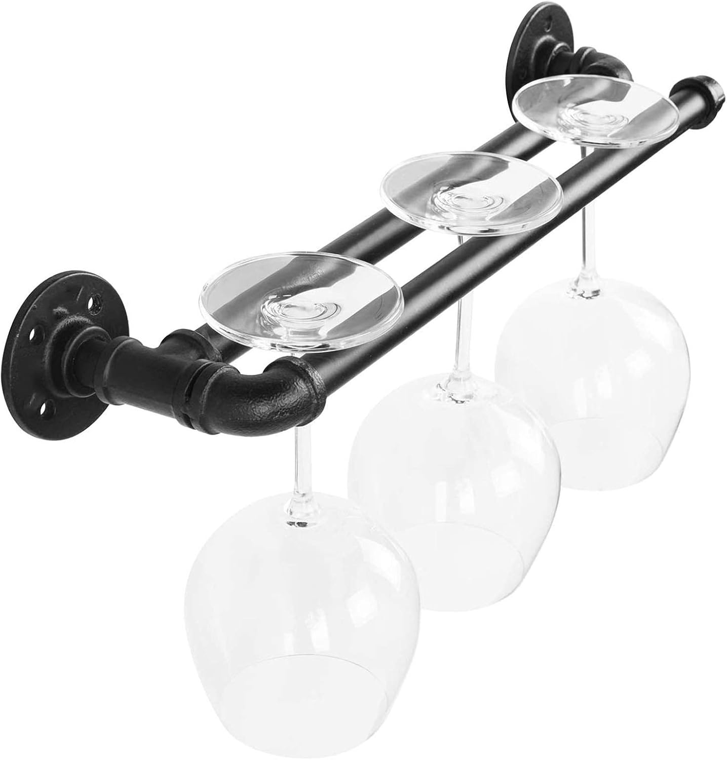 BOCbco Wall Mounted Wine Rack for 3 Glasses Rustic Metal
