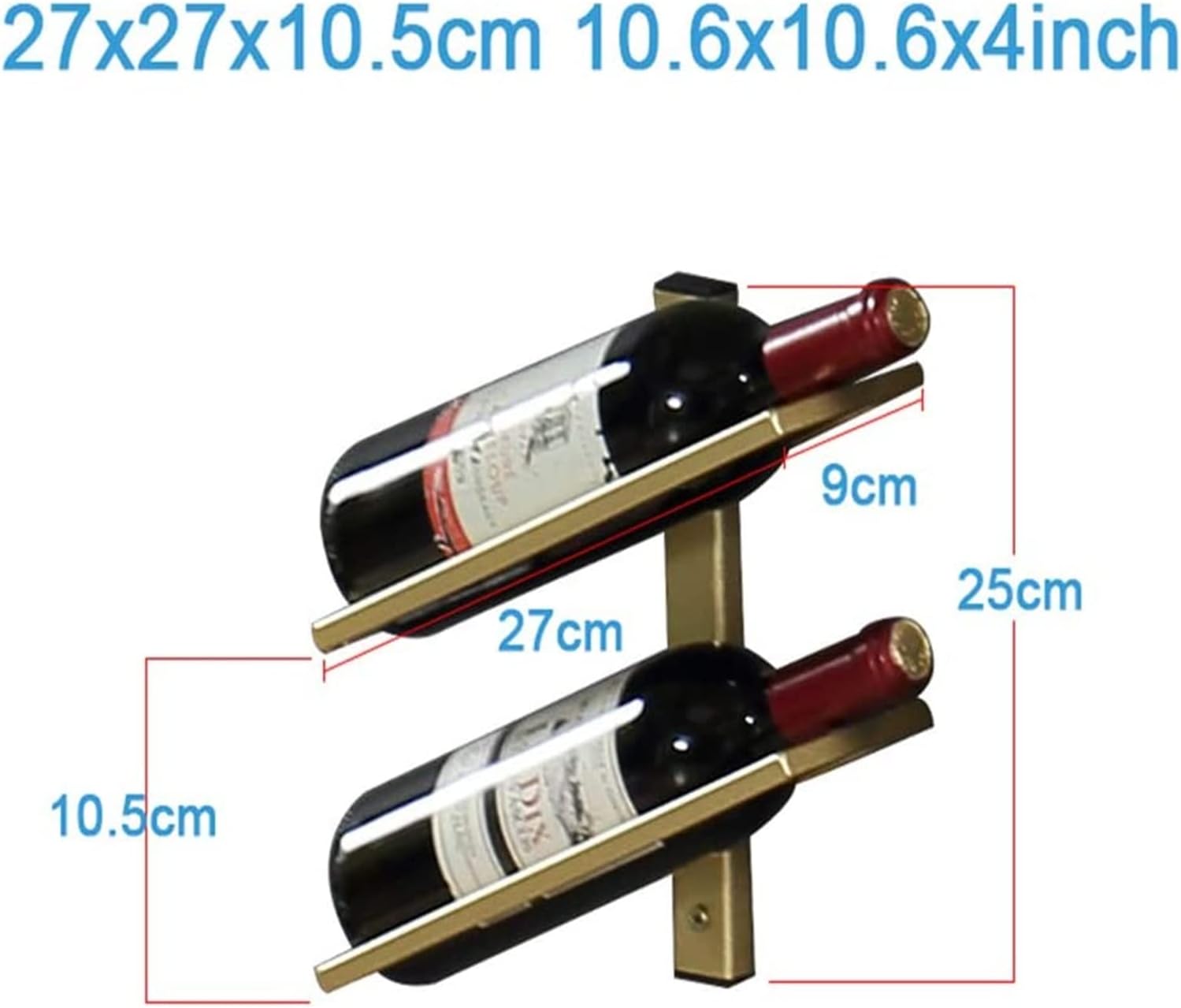 ALDEPO Gold Wall-Mounted Wine Rack with 2 Bottles