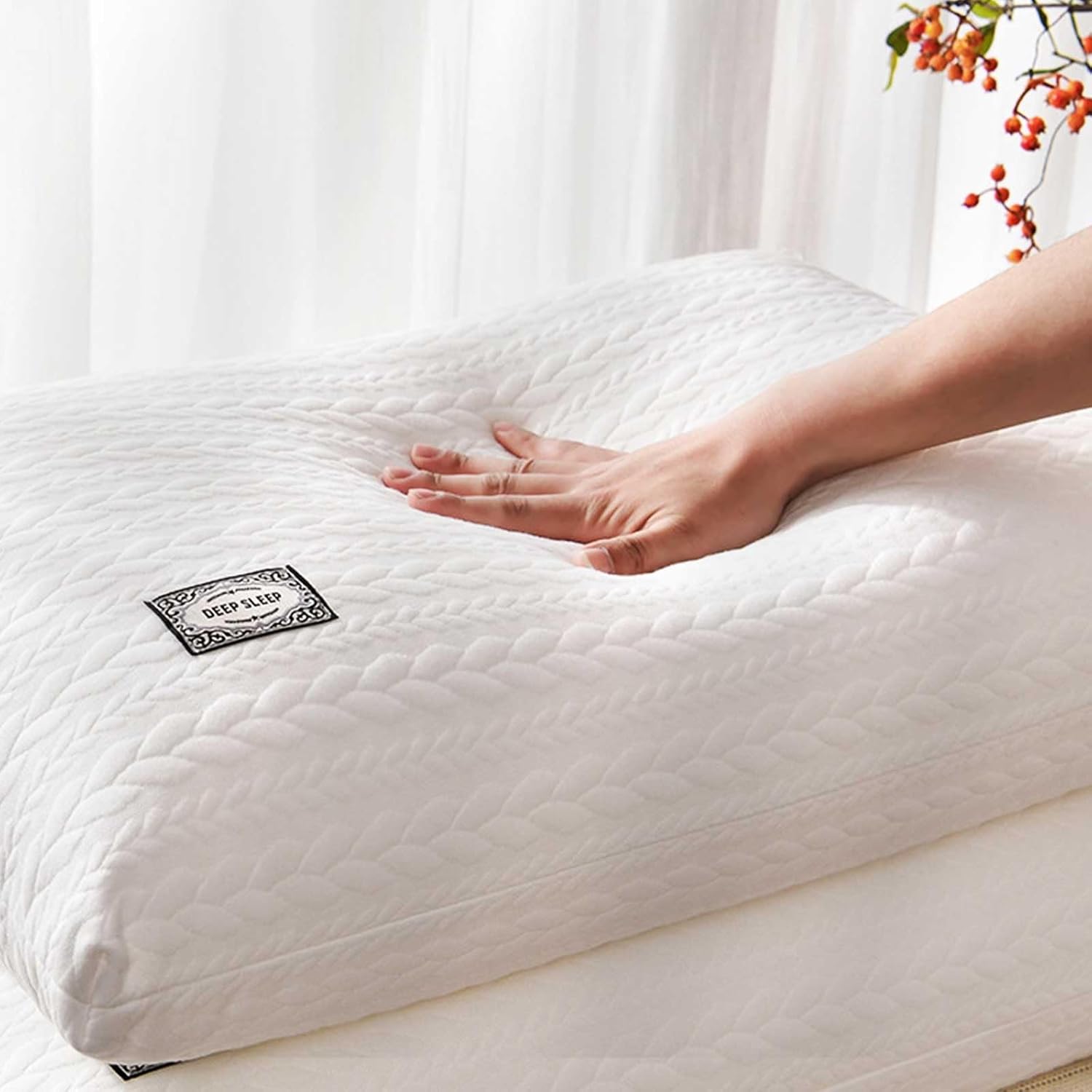Lovskoo Soft Down Filling Bed Pillow for Stomach and Side Sleepers