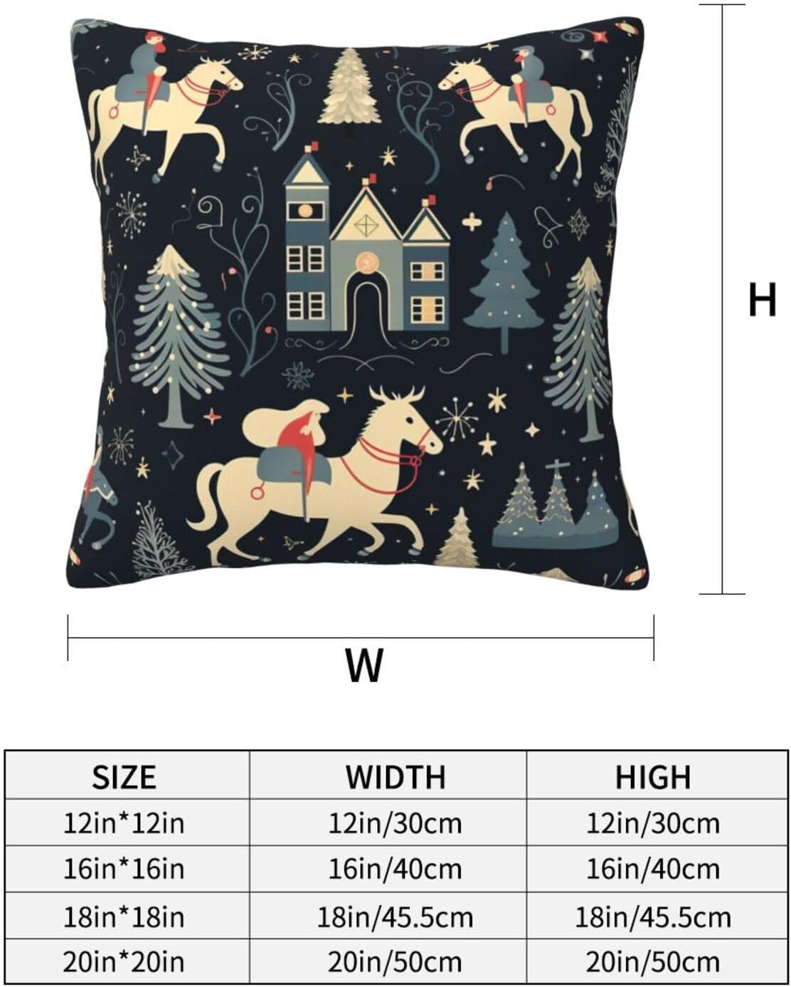 Ogniwo House Deer Tree Christmas Throw Pillow Soft 12x12 Inch Cushion Case