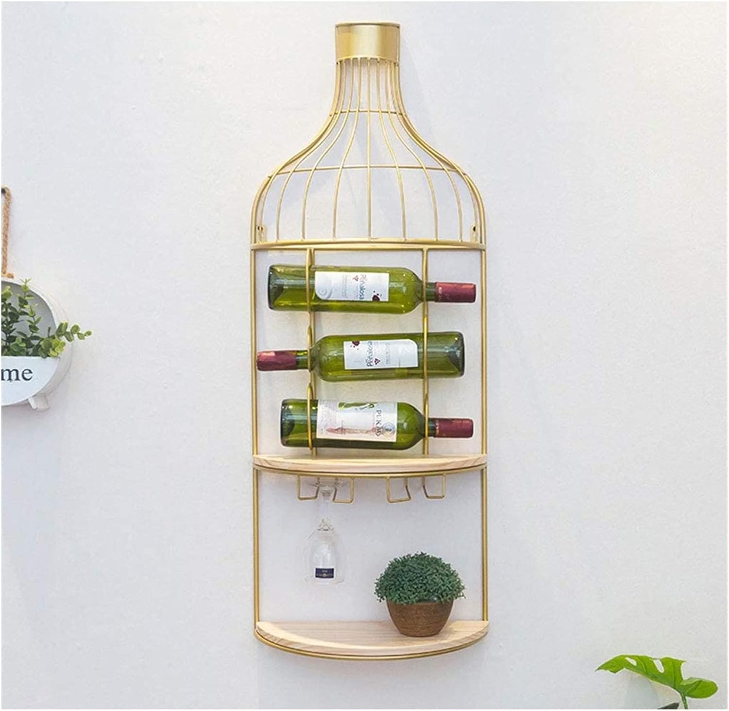 ALDEPO Wall-Mounted Wine Rack with Wooden Base