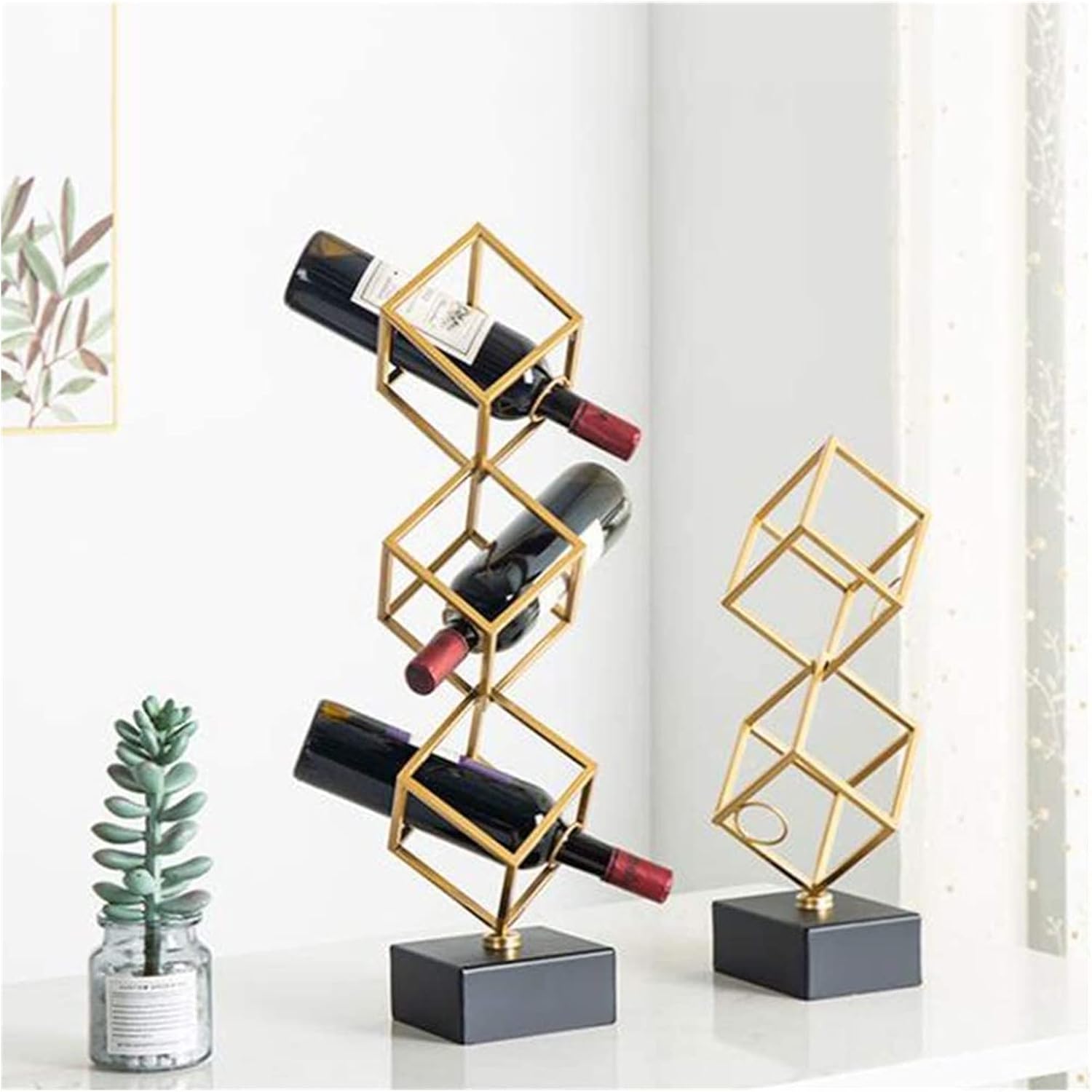 ALDEPO 2 Bottle Free Standing Wine Rack Metal Modern Minimalist Design