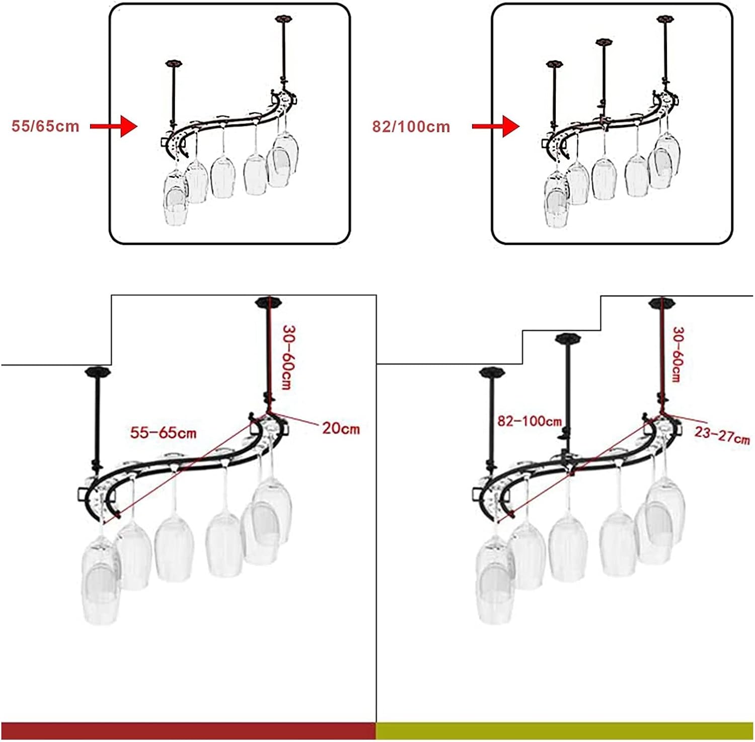 ALDEPO 2-Layer Wall-Mounted Wine Glass Rack 1
