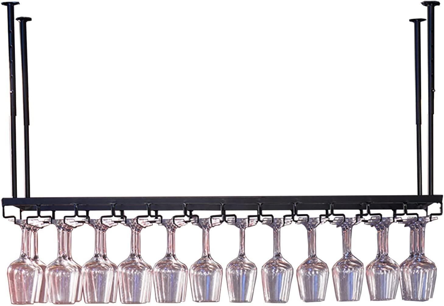 Suuim Adjustable Ceiling Wine Holder with Glasses Rack