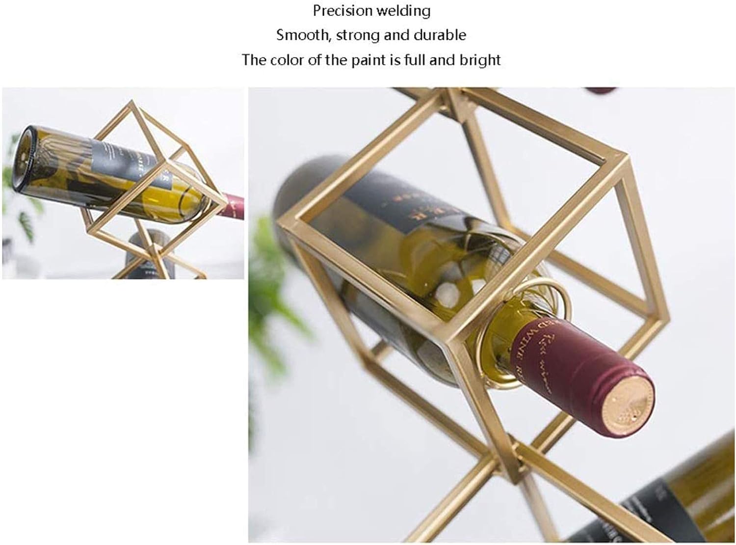 BOCbco 2 Layers Tabletop Wine Racks Gold Iron Design for 2 Bottles