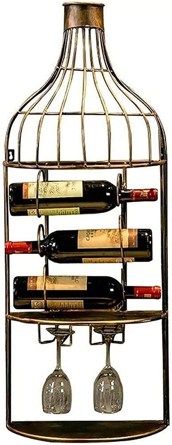 GAXQFEI Wall-Mounted Wine Rack with Bottle Holder