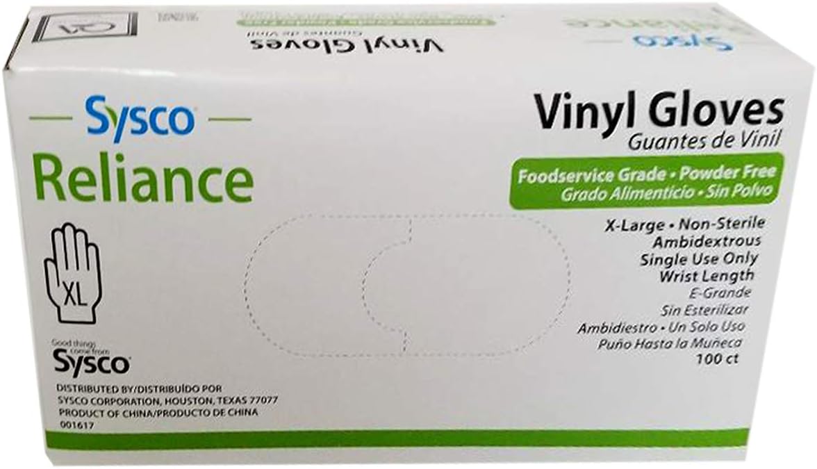 SYSCO McKesson Vinyl Gloves X-Large 100 per Box