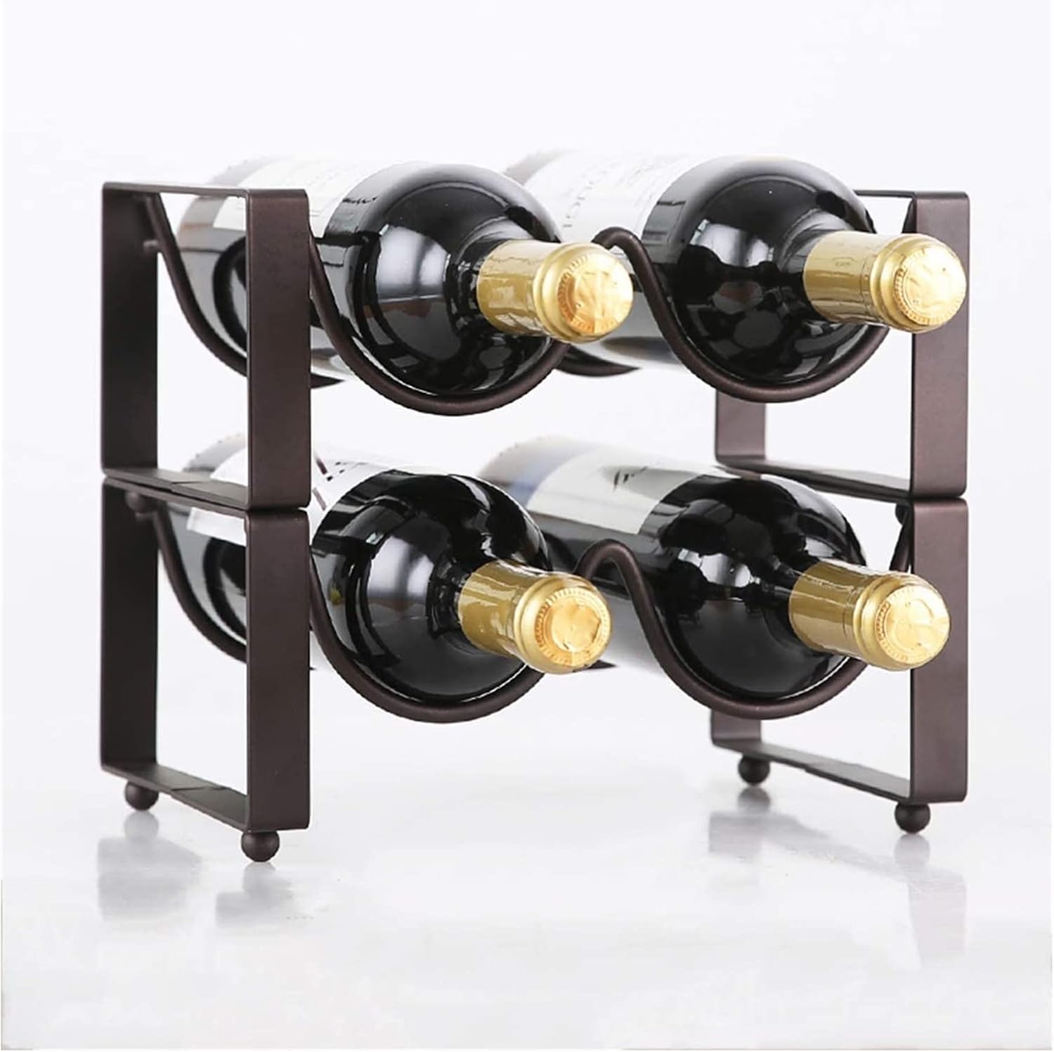 ALDEPO Stackable Metal Wine Rack Set of 2 for 8 Bottles