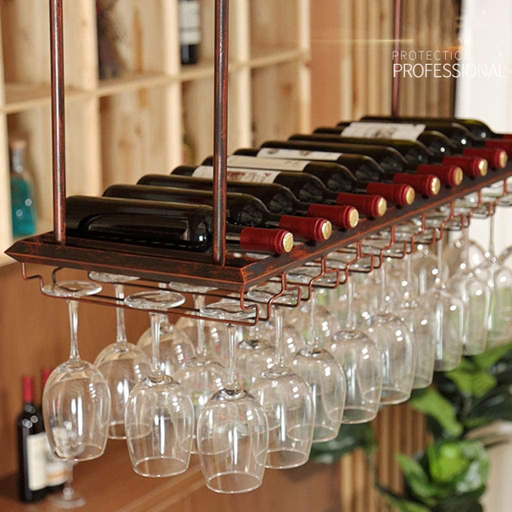 Wine Rack Ceiling Metal Frame 12 Bottles 36 Glasses
