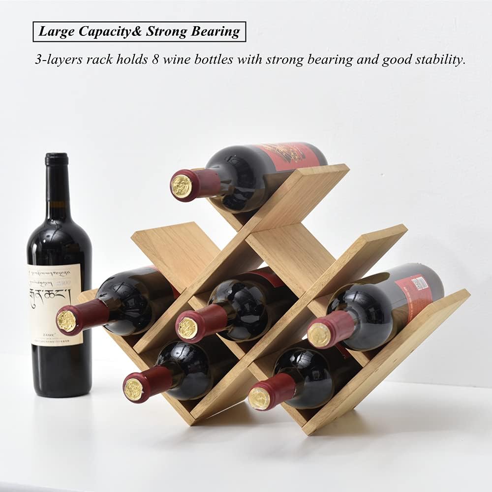 KIRIGEN 3-Tier Wooden Wine Rack for 8 Bottles 1