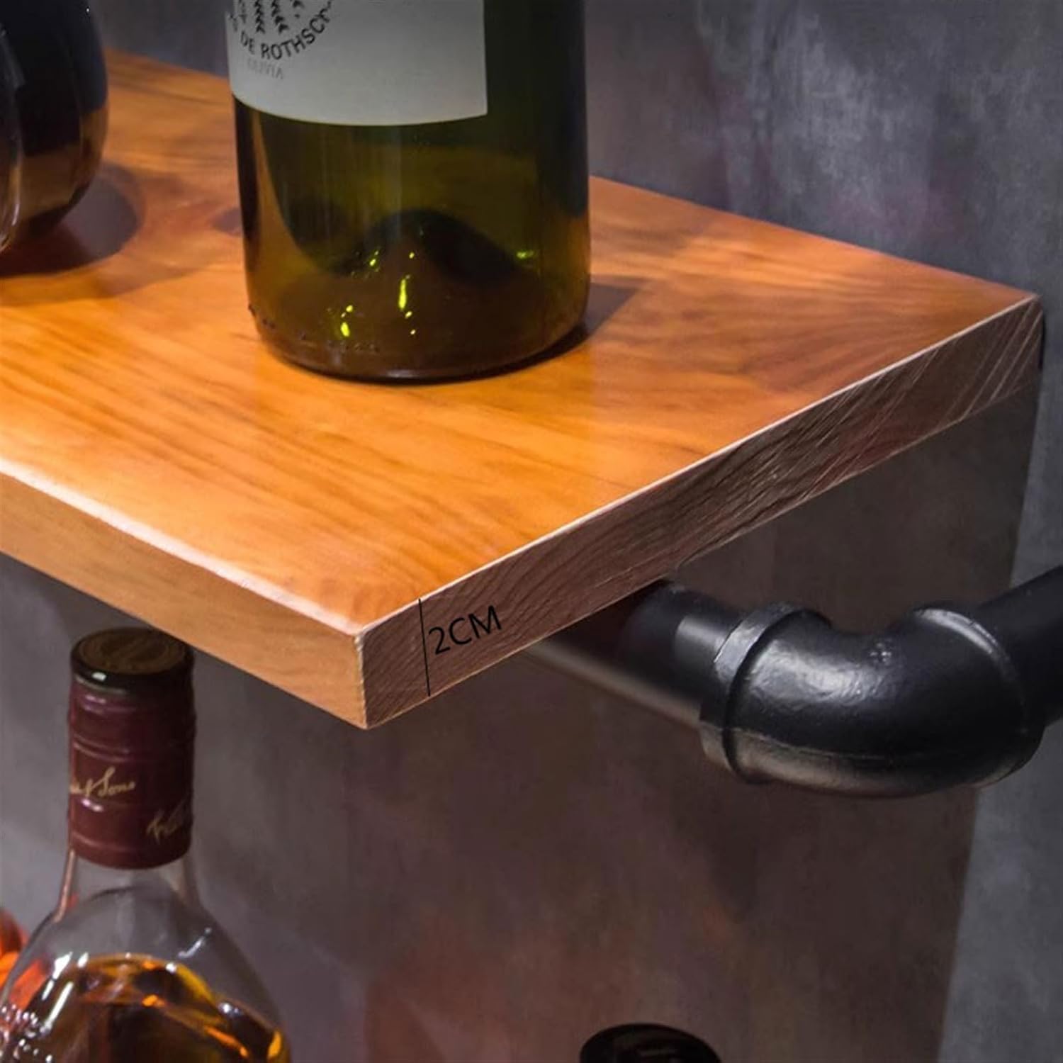 Industrial Style Wall-Mounted Wine Rack Holder