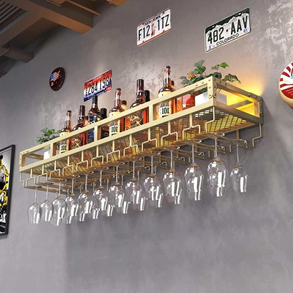ZJDYDY Wall-Mounted Wine Rack with LED Light
