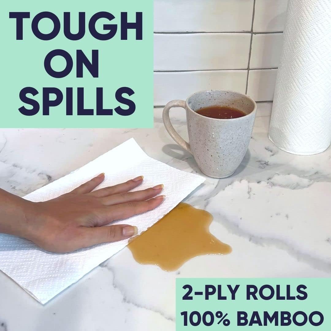 Bamboo Paper Towels 12pk - 1800 Sheets Eco-Friendly Kitchen Rolls