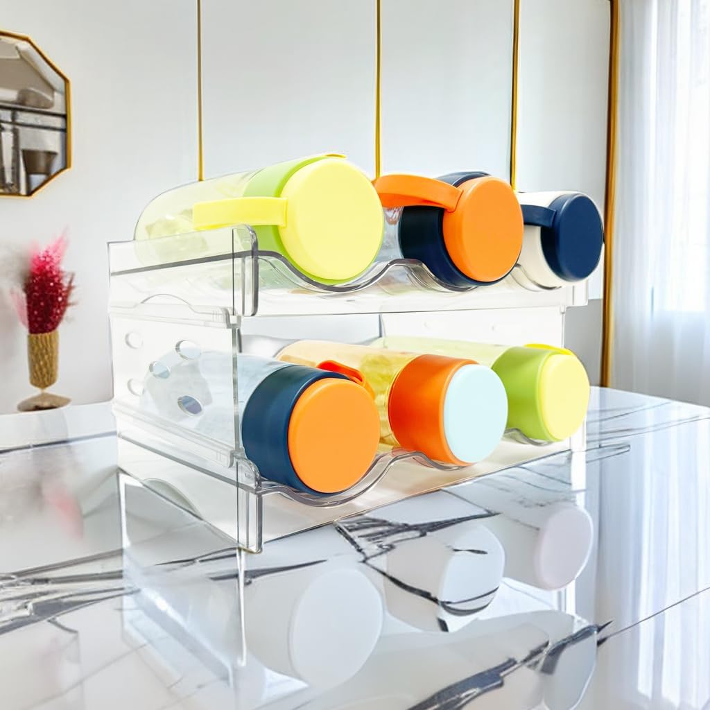 Keerte Acrylic Wine Rack - Stackable Freestanding Drink Holder for Kitchen Fridge