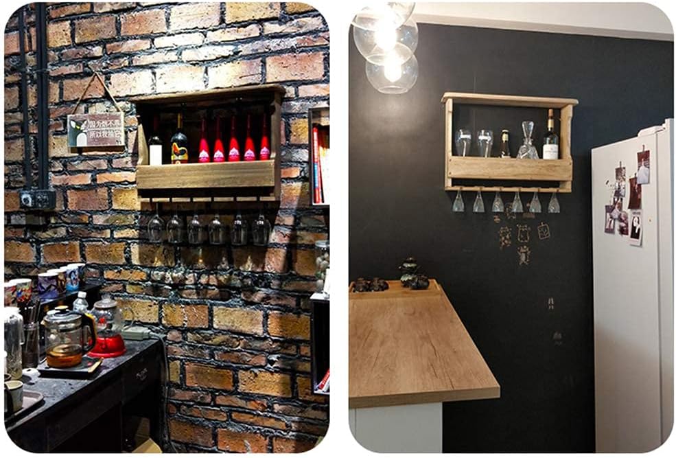 BOCbco Wall Mounted Wine Rack 6 Bottles 6 Glasses