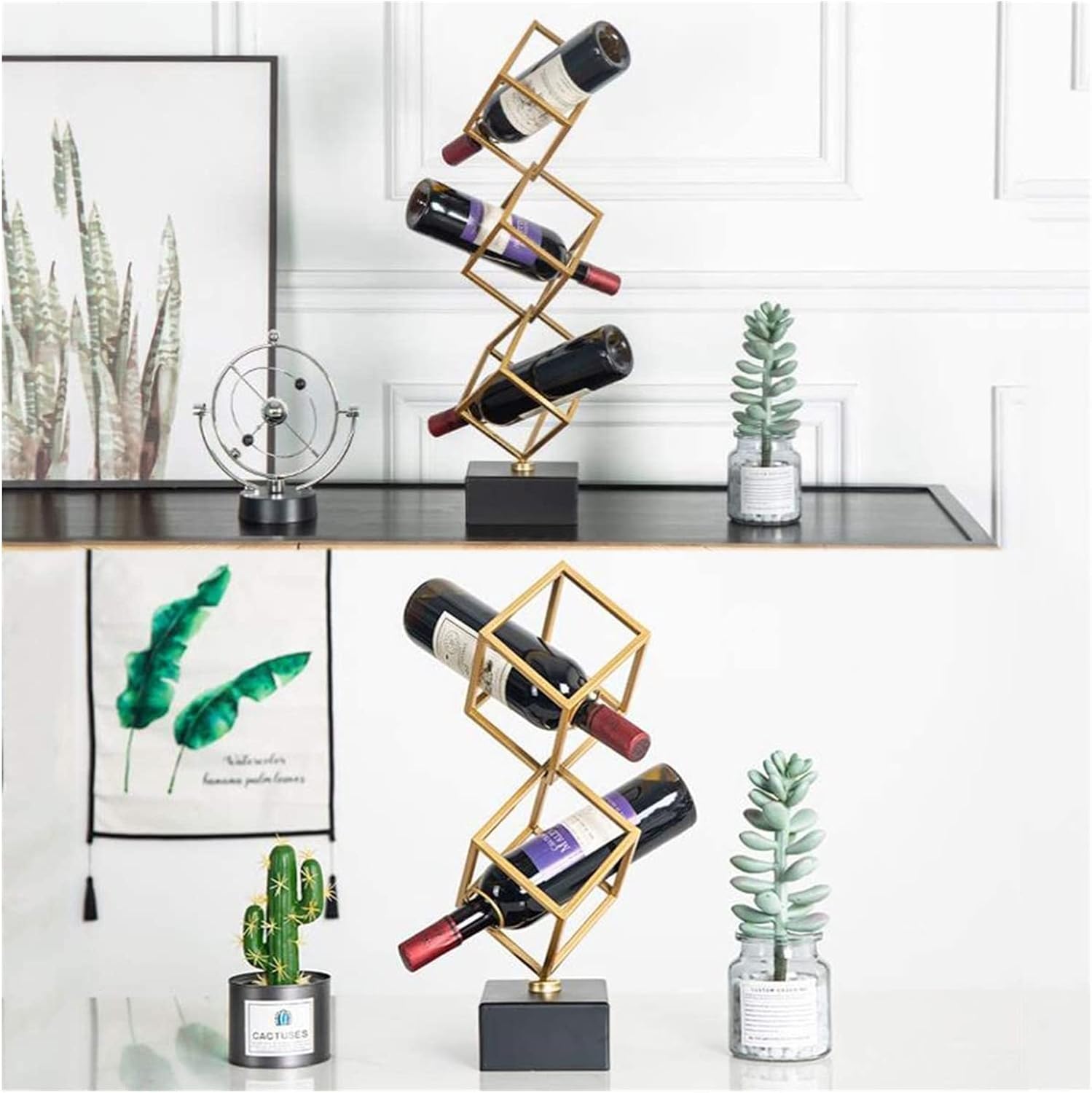 ALDEPO 2 Bottle Free Standing Wine Rack Metal Modern Minimalist Design