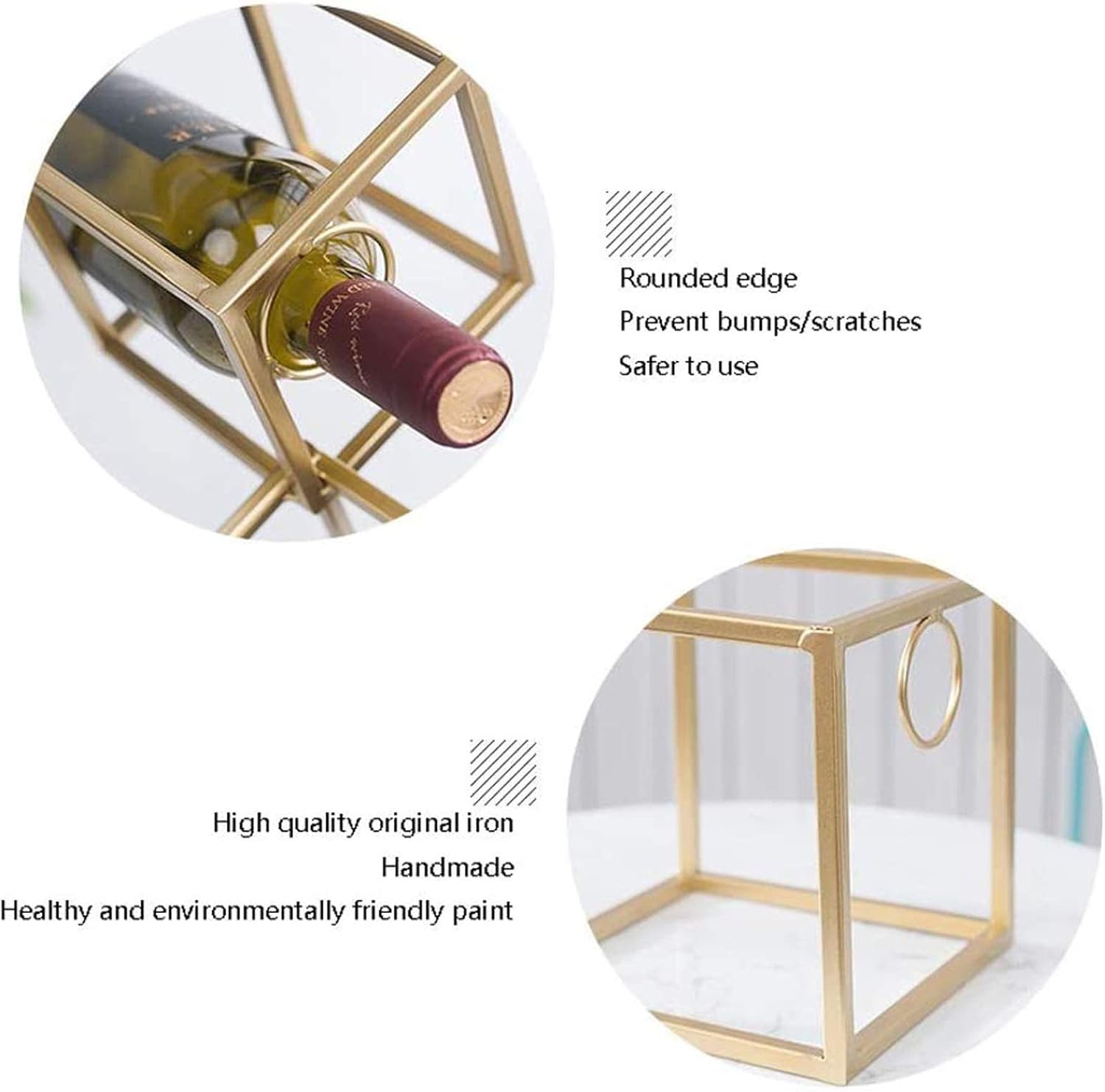BOCbco 2 Layers Tabletop Wine Racks Gold Iron Design for 2 Bottles